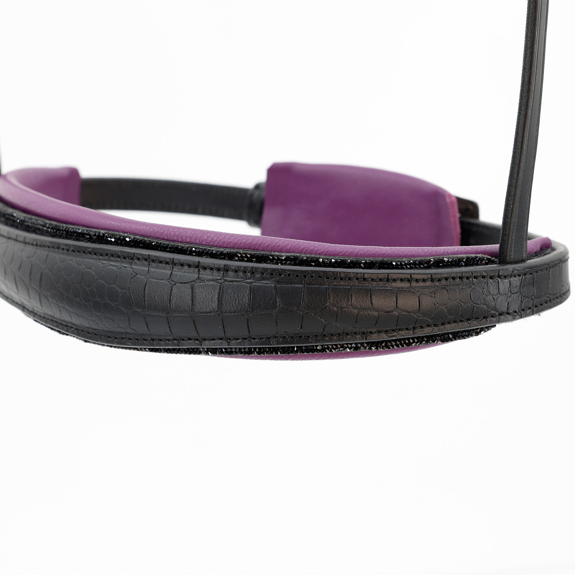 Reithalfter-Croco-Switch-Schwarz-Violet-ohne-Sperrriemen