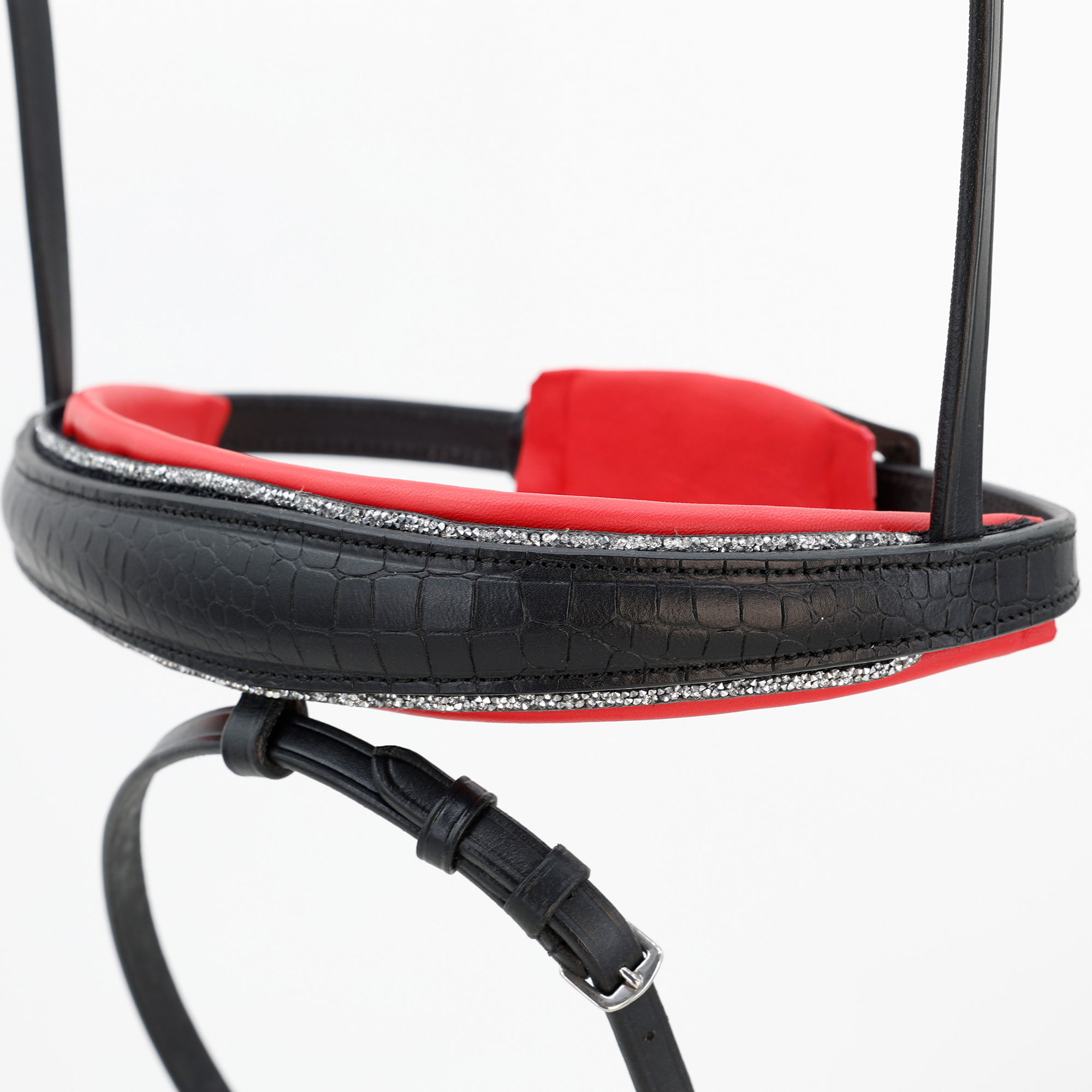Reithalfter-Croco-Switch-Schwarz-Rot-Biese