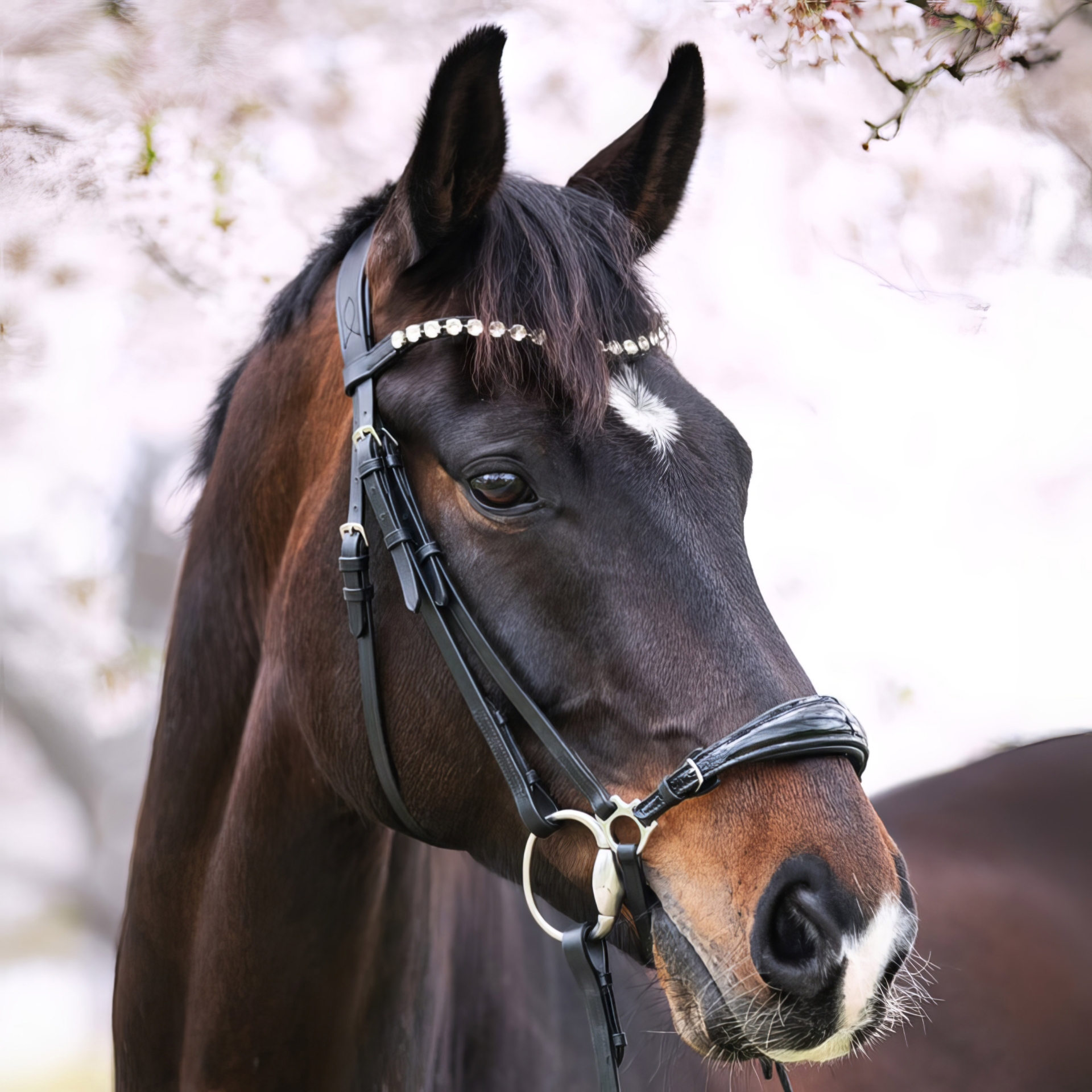 Trense-Stride-Hannoversches-Reithalfter-Lack-Schwarz