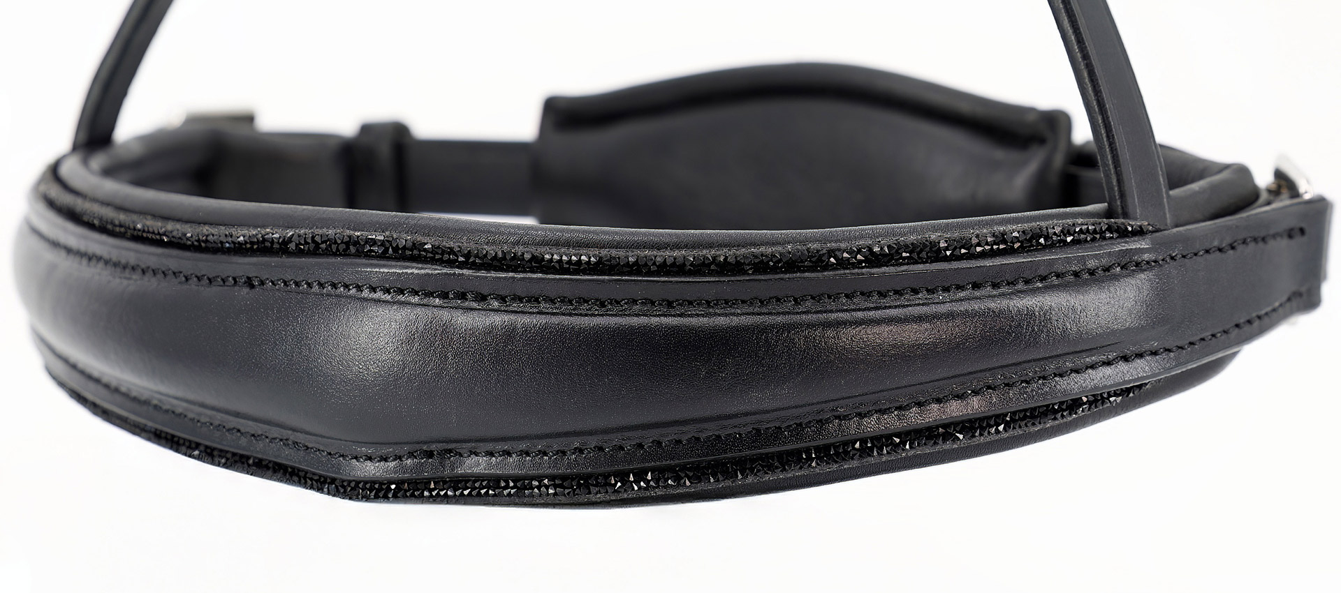 Reithalfter-Shiny-Glitzer-Schwarz-Schwarz-Biese-ohne-Sperrriemen