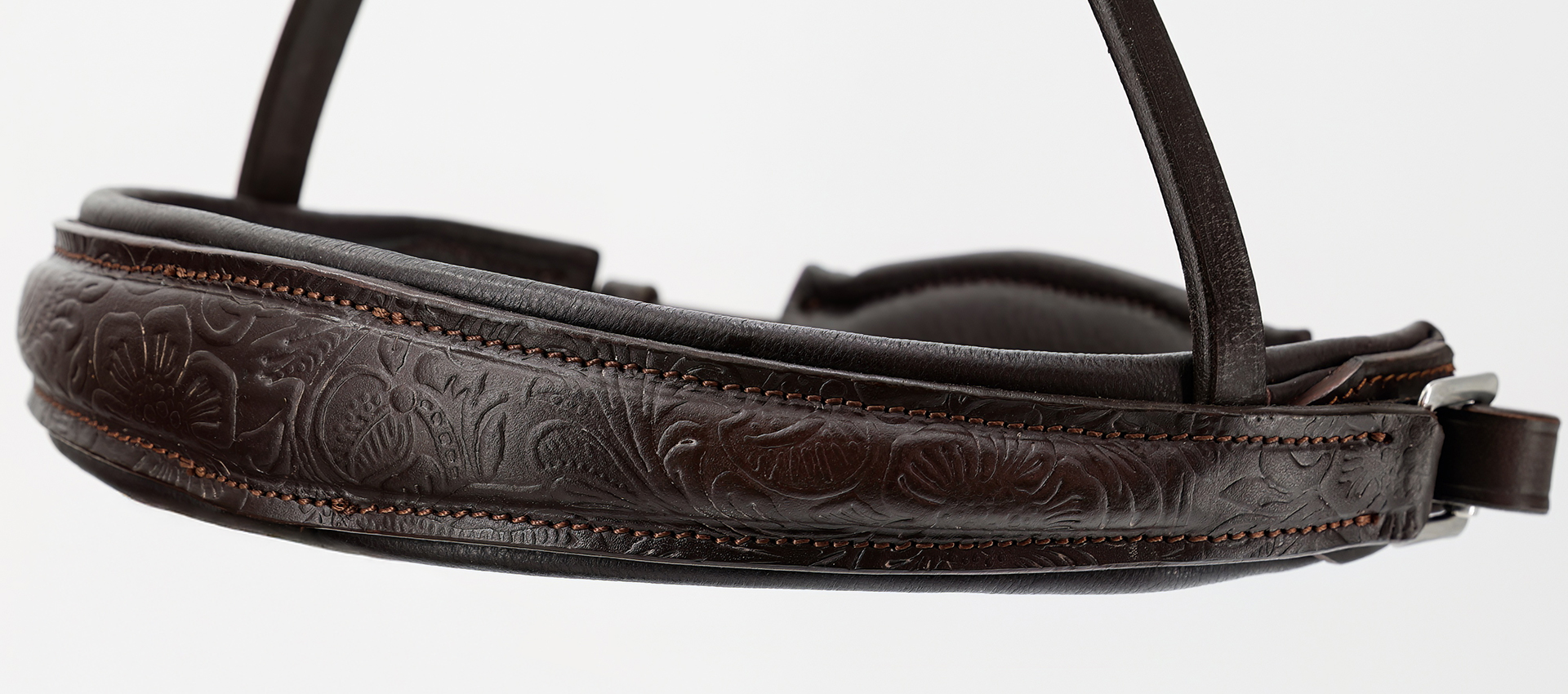 Reithalfter-Paisley-mit-Muster-Braun-ohne-Sperrriemen