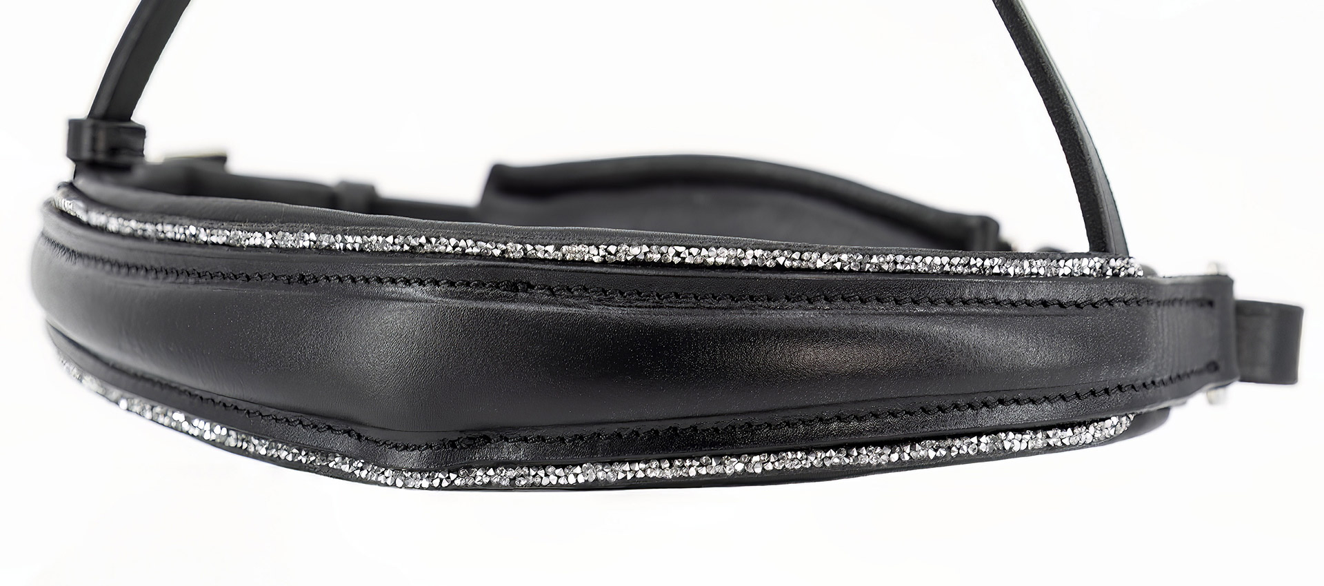 Reithalfter-Shiny-Glitzer-Schwarz-Silber-Besatz-ohne-Sperrriemen