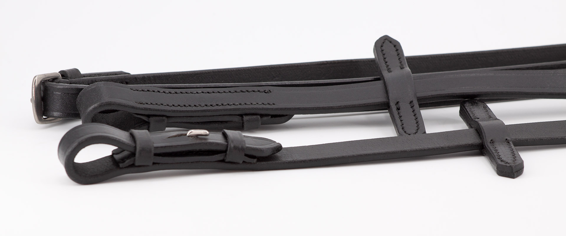 Kandaren-Zuegel-Leder-Zaumhaken-Schwarz