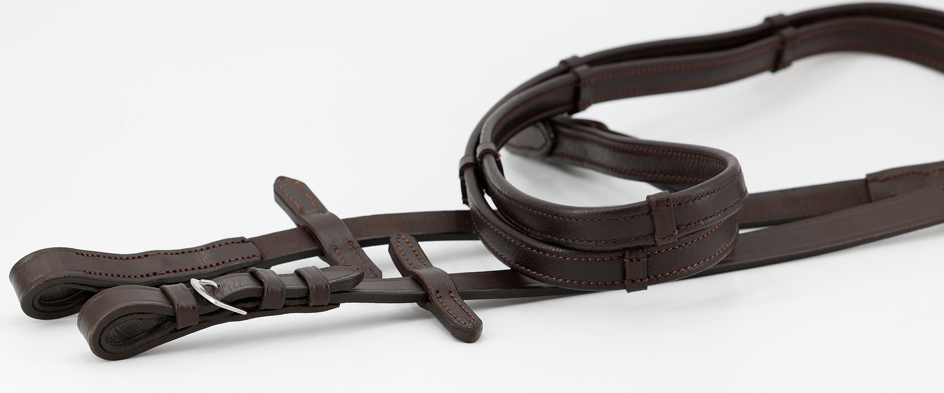 Softleder-Zuegel-mit-Schnallen-Flach-Braun