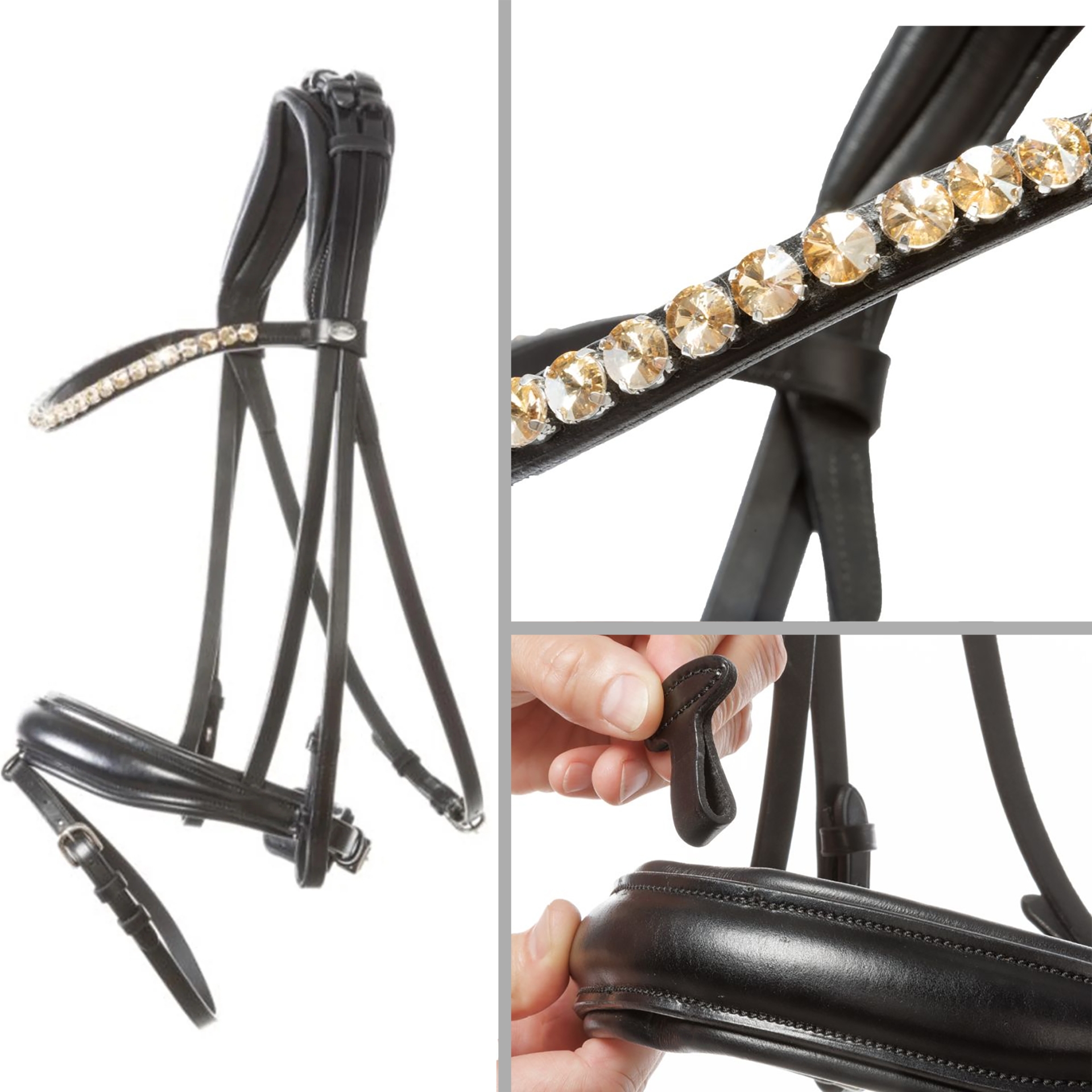 Trense-ProLine-Schwarz-anatomisch-Trensenzaum-Zaumhaken-WB-VB