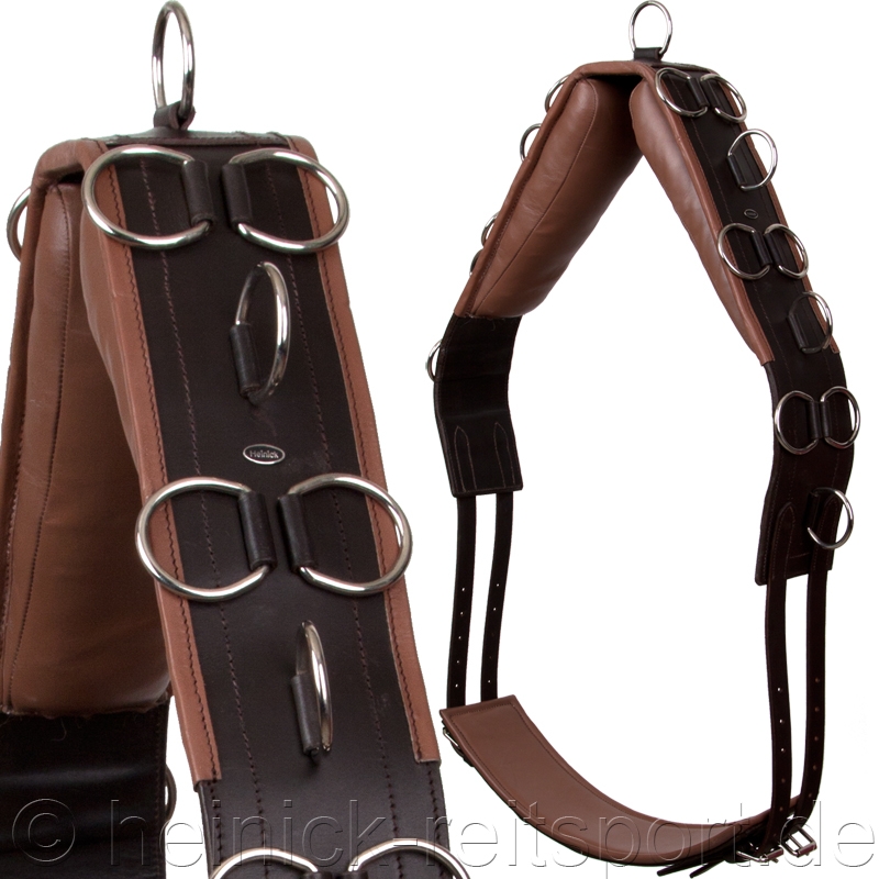 Leder-Longiergurt-20-Ringe-Braun-Warmblut-Vollblut